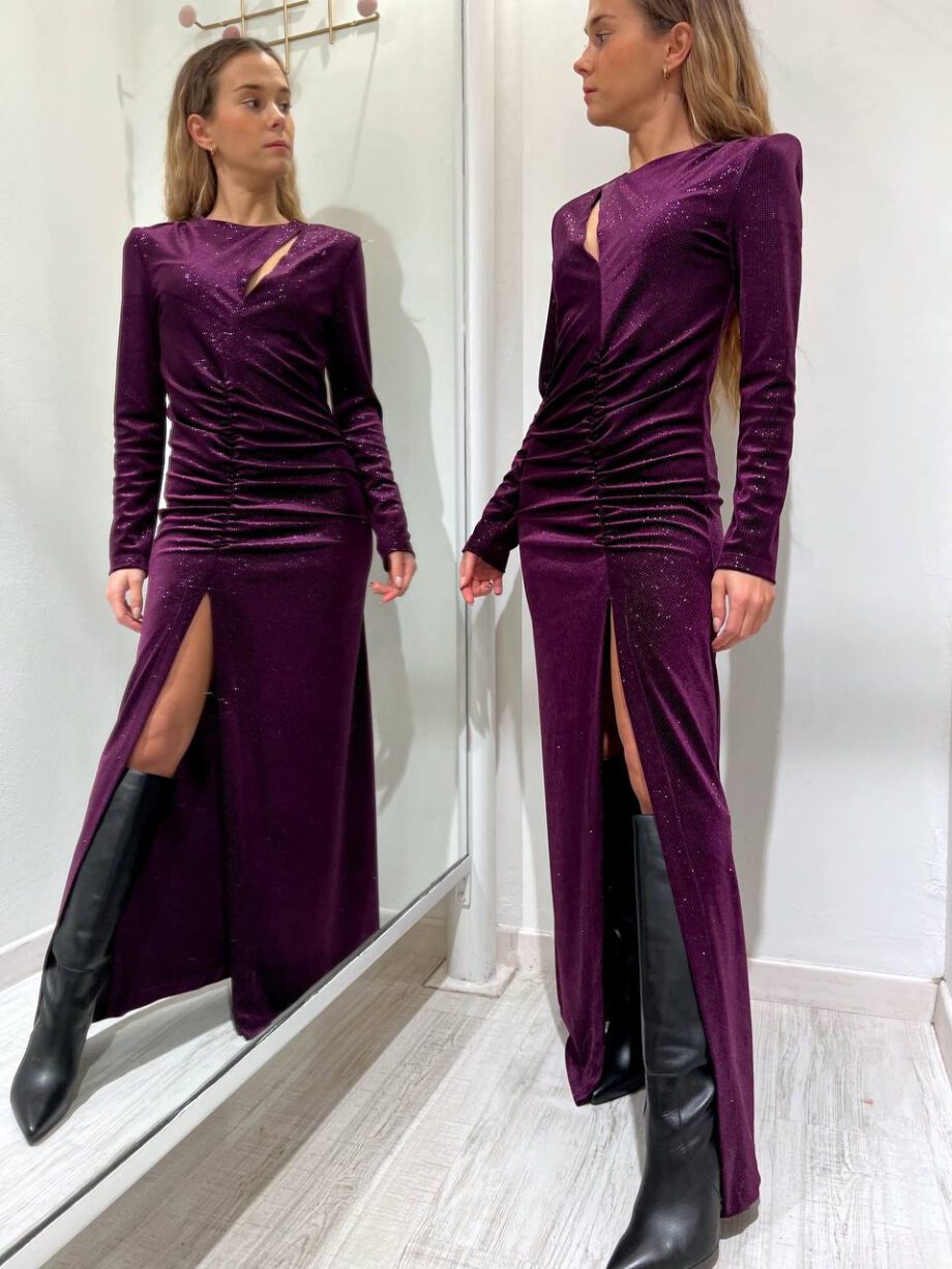 Shop Online Vestito lungo viola con glitter in ciniglia Vicolo