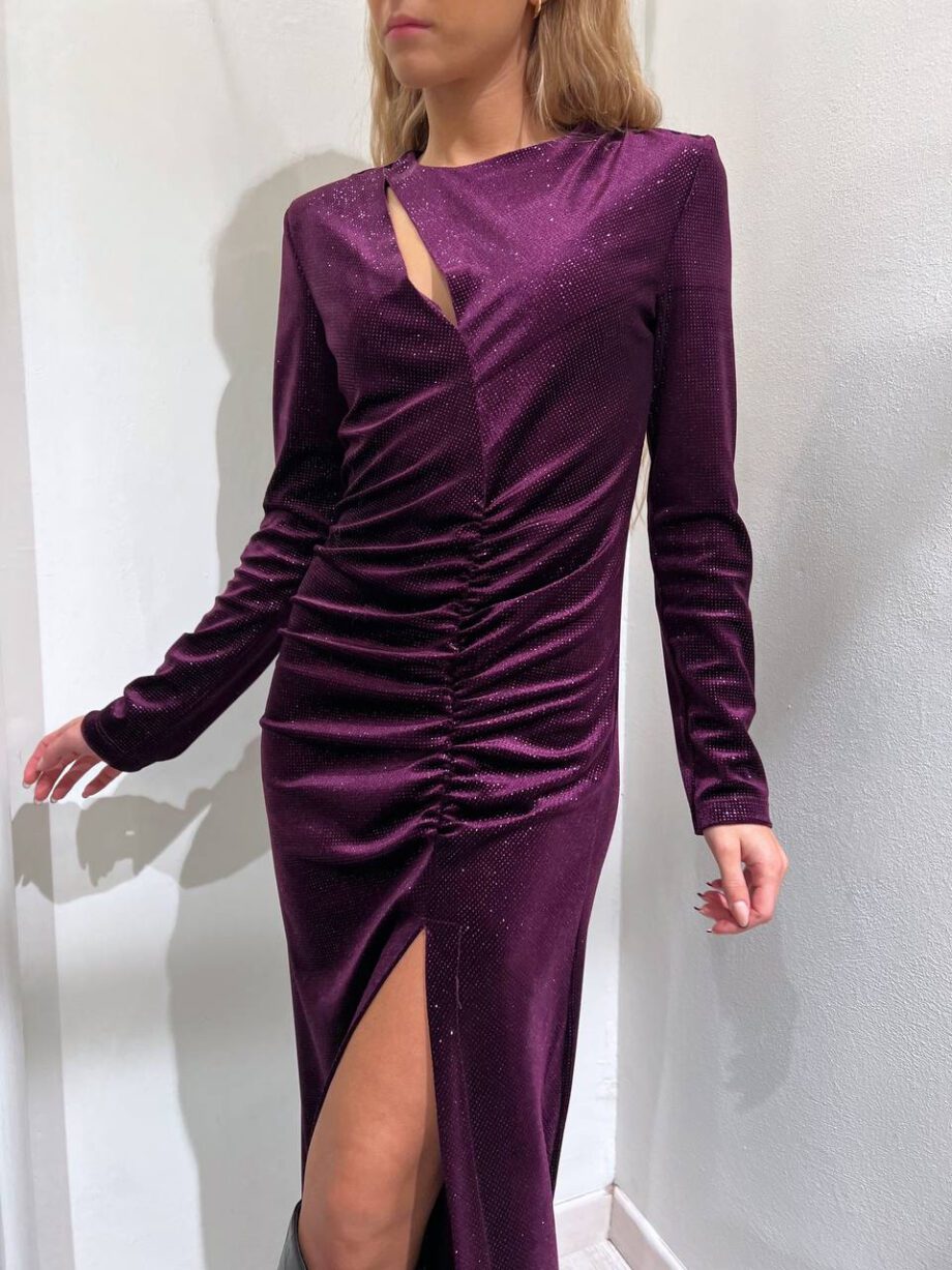 Shop Online Vestito lungo viola con glitter in ciniglia Vicolo