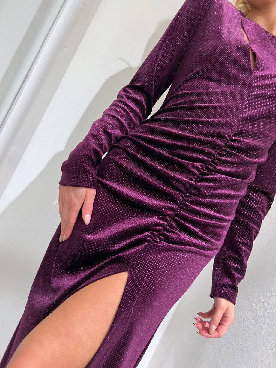 Shop Online Vestito lungo viola con glitter in ciniglia Vicolo