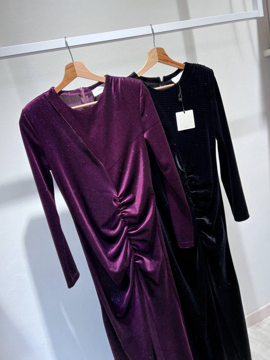 Shop Online Vestito lungo viola con glitter in ciniglia Vicolo