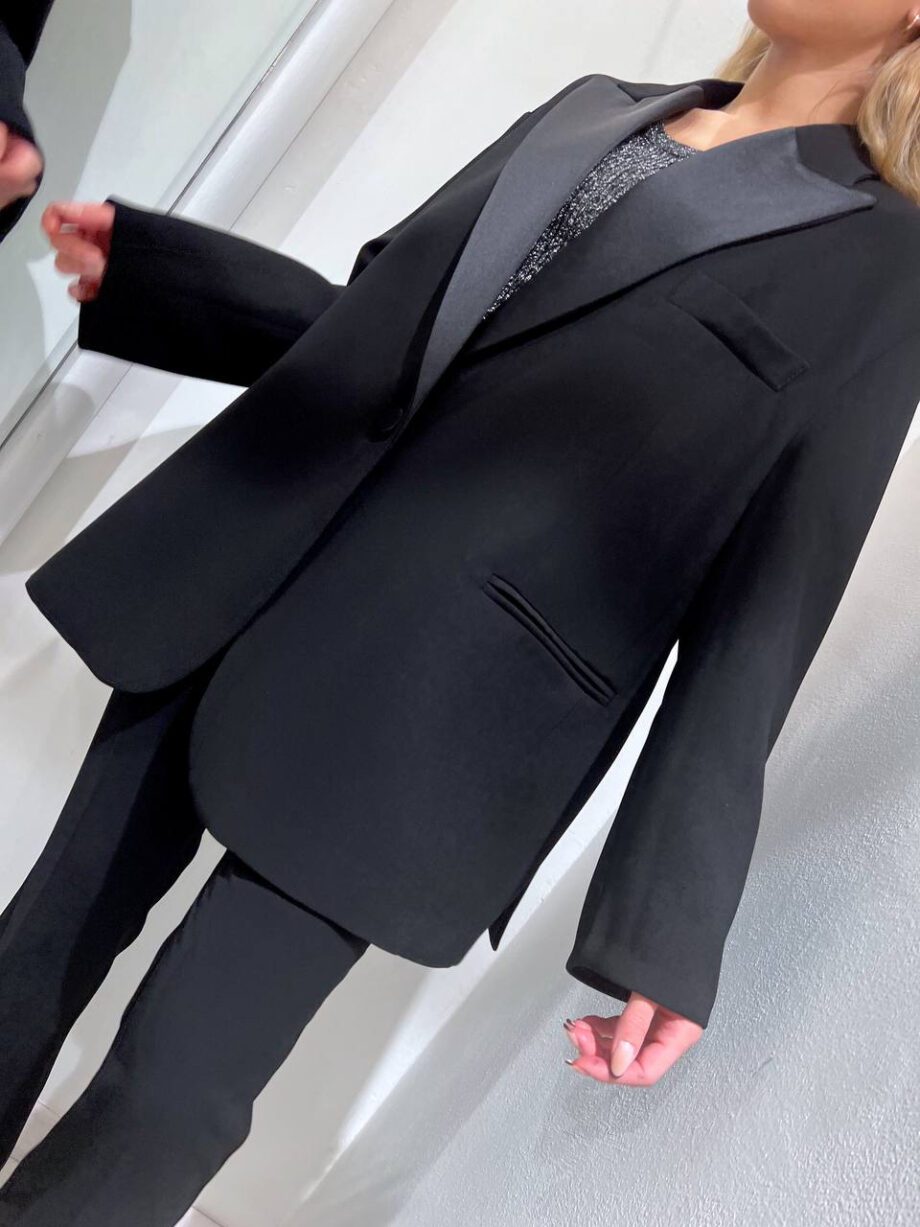 Shop Online Blazer oversize nero dettaglio raso Vicolo