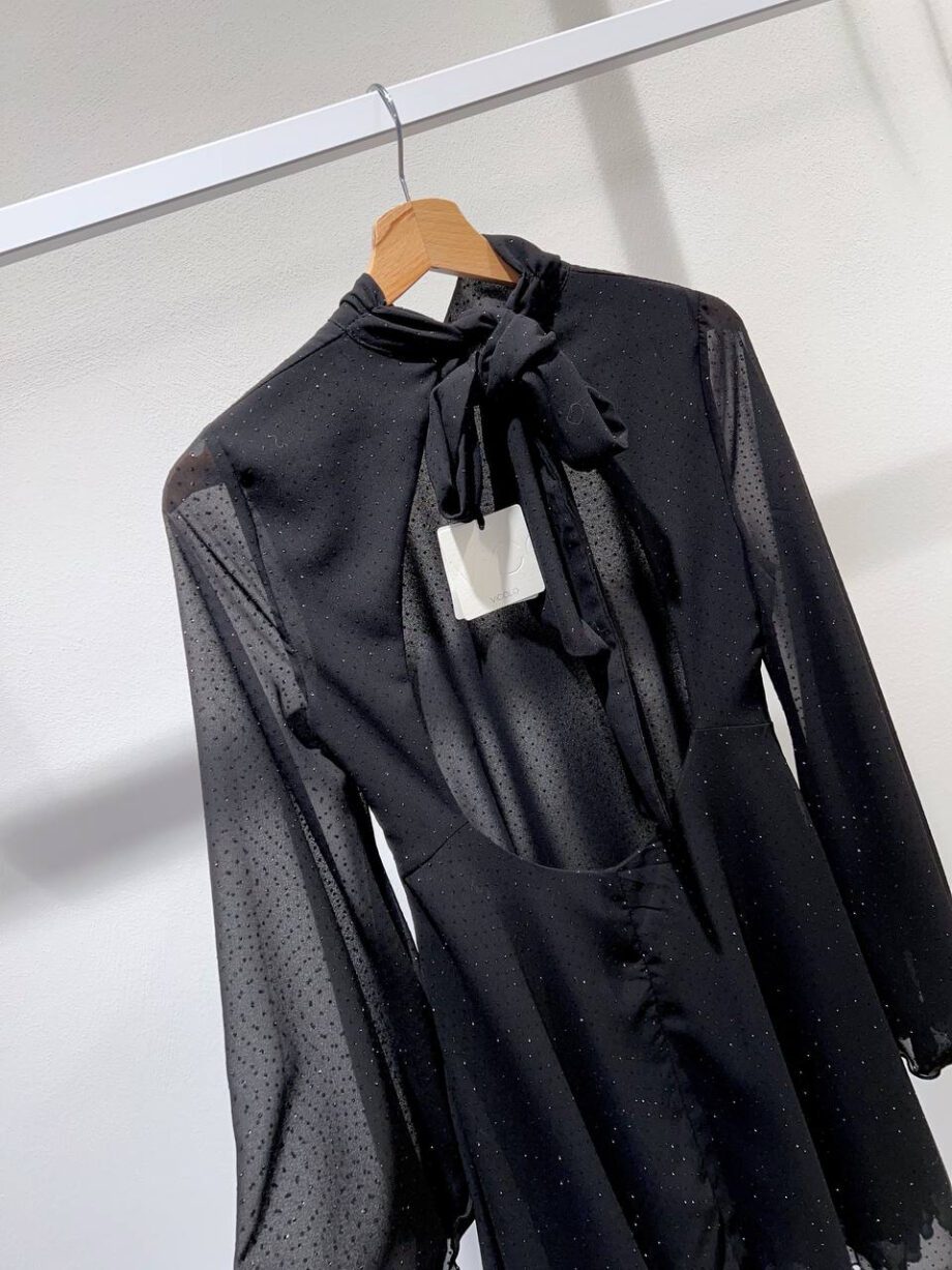 Shop Online Vestito corto volant nero con pois glitter Vicolo