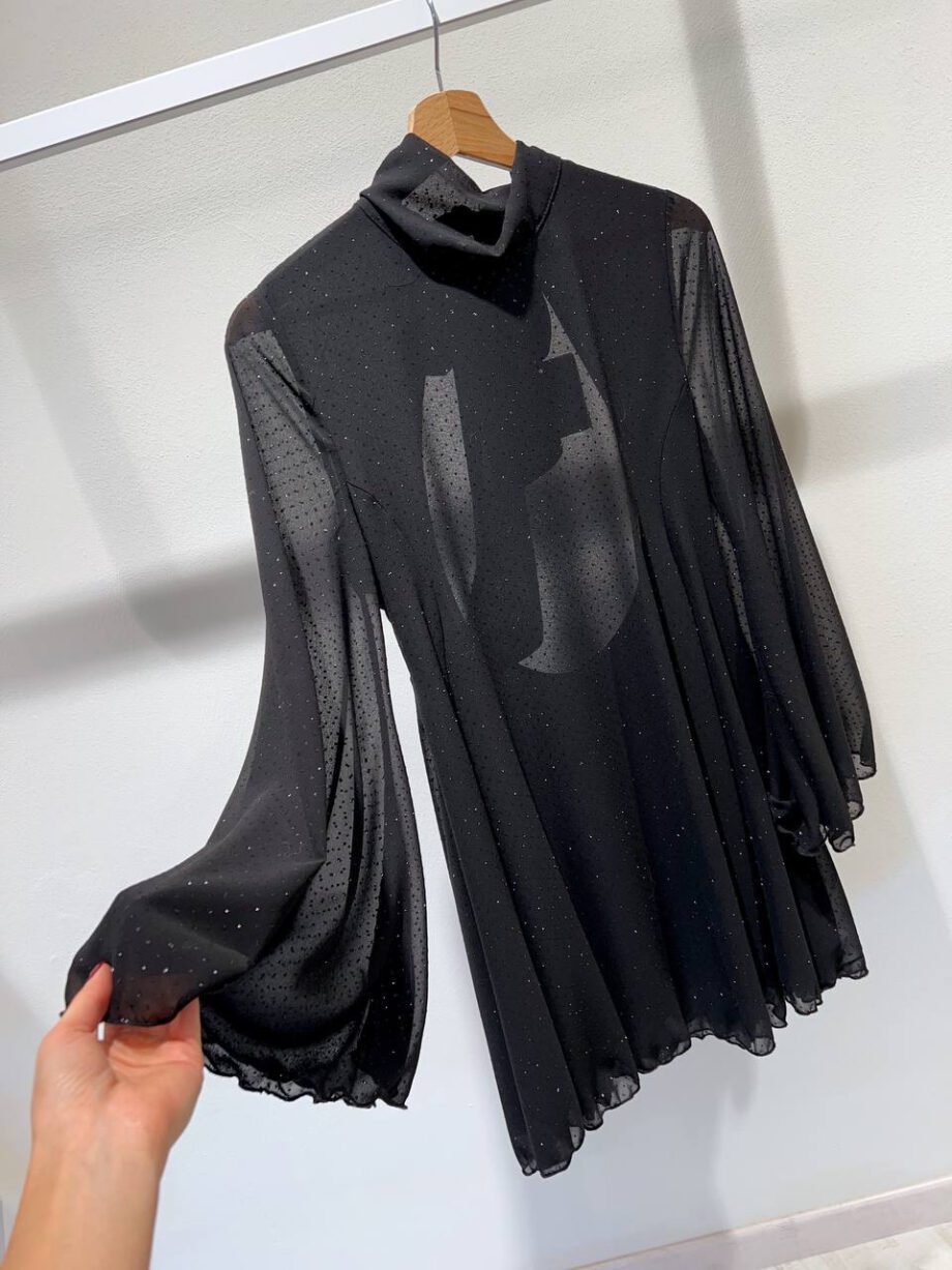 Shop Online Vestito corto volant nero con pois glitter Vicolo