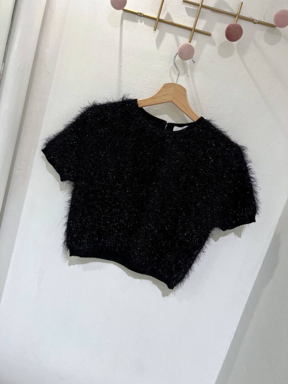 Shop Online Maglioncino crop nero con peloncino lurex Vicolo