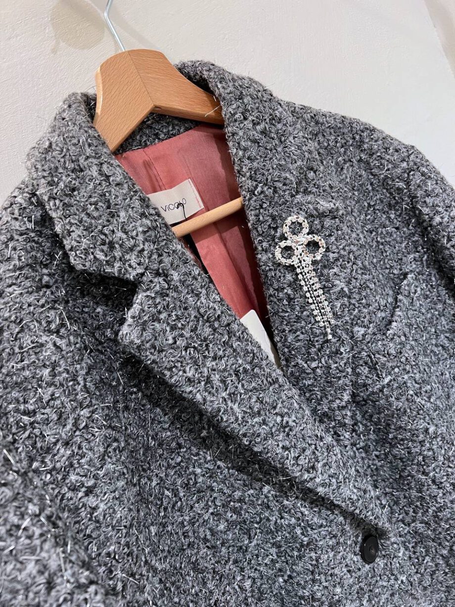 Shop Online Giaccone blazer oversize grigio bouclé Vicolo