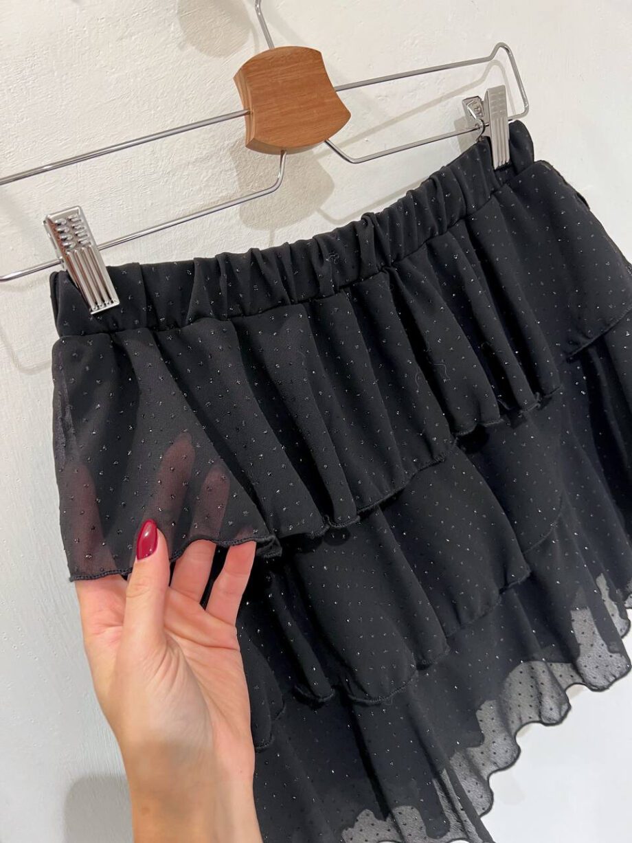 Shop Online Minigonna nera con balze pois glitter Vicolo