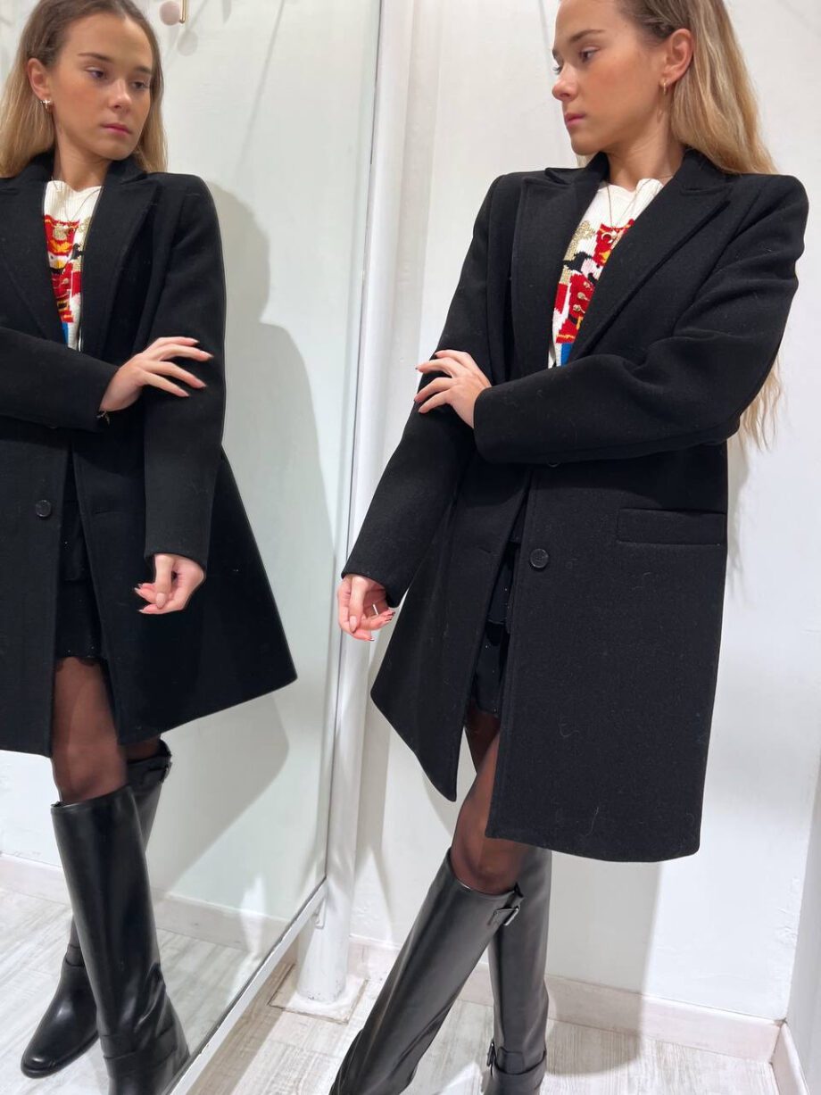 Shop Online Cappotto sfiancato due bottoni nero Vicolo