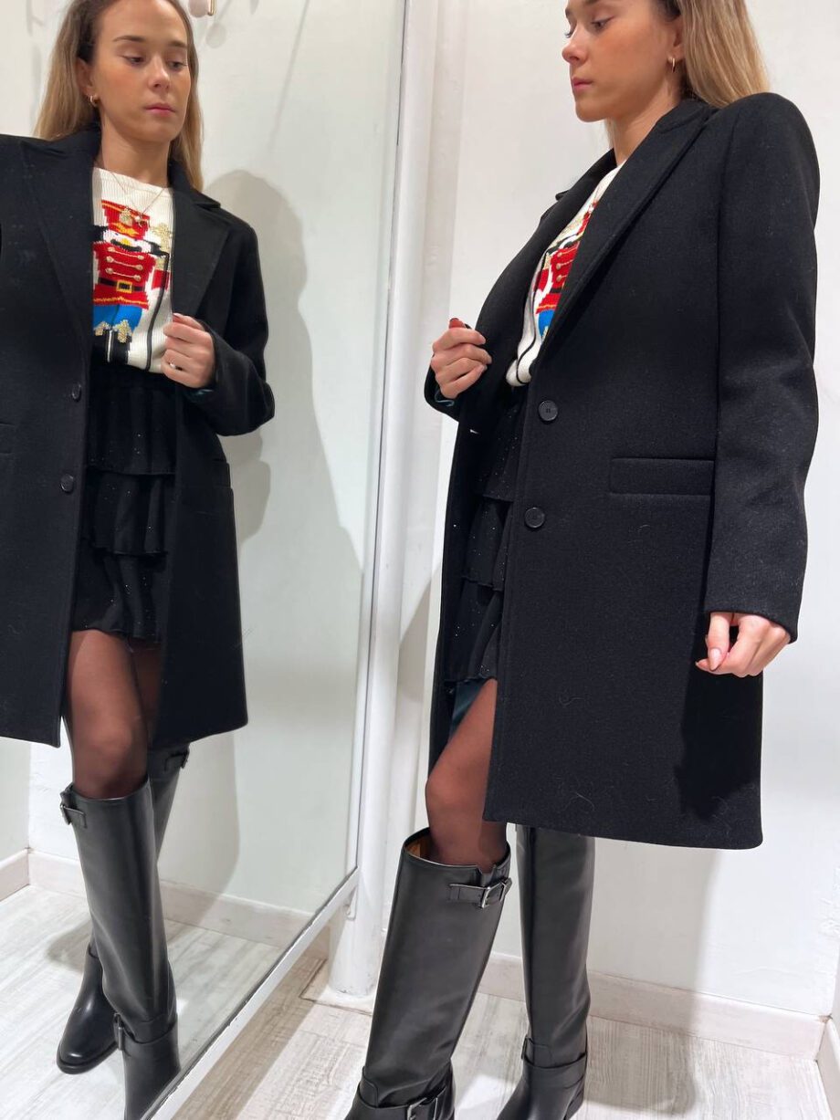 Shop Online Cappotto sfiancato due bottoni nero Vicolo