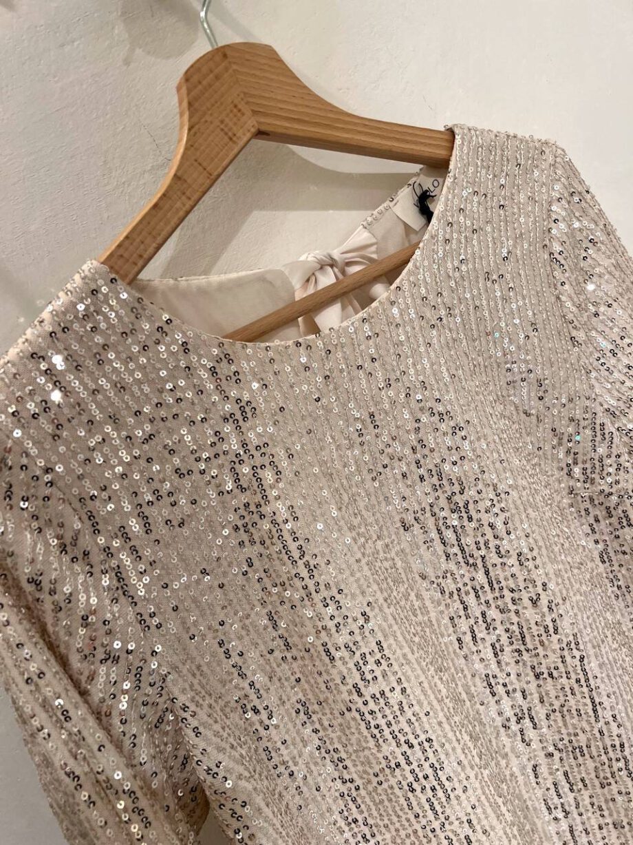 Shop Online Vestito champagne con paillettes e fiocco Vicolo