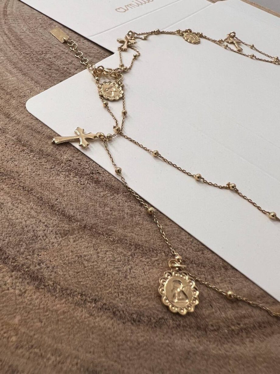 Shop Online Collana in argento 925 con croci e medaglie Amitié