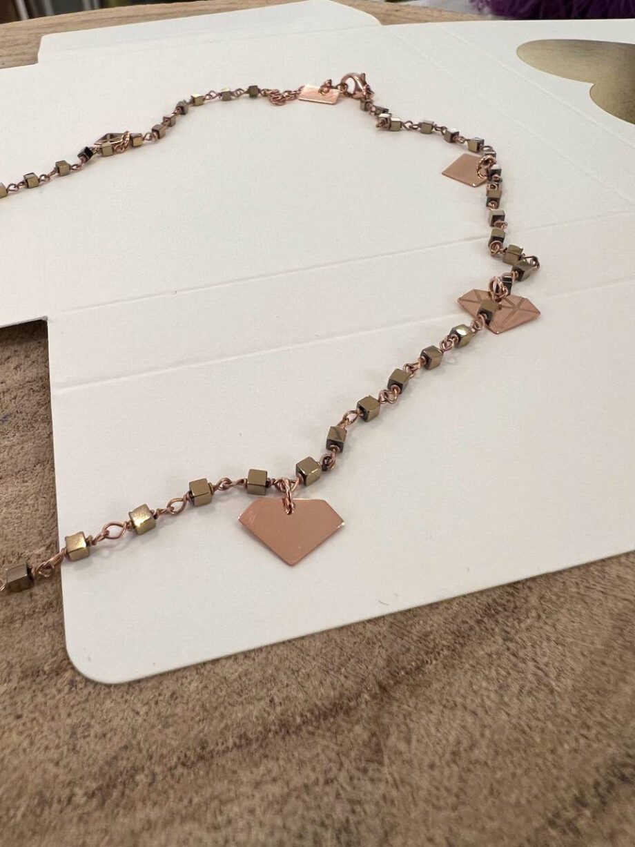 Shop Online Collana oro rosa con charm diamanti Amitié