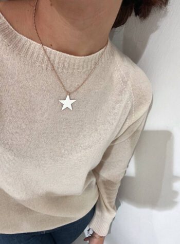 Shop Online Collana oro rosa con charm stella bianca Amitié
