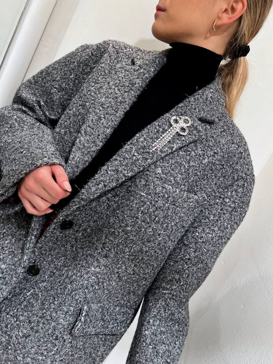 Shop Online Giaccone blazer oversize grigio bouclé Vicolo