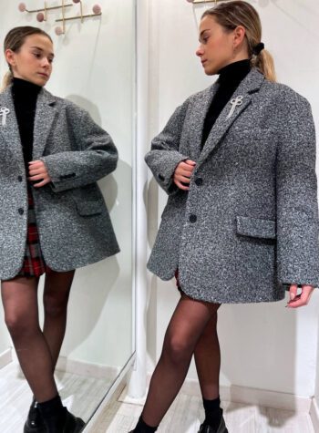 Shop Online Giaccone blazer oversize grigio bouclé Vicolo