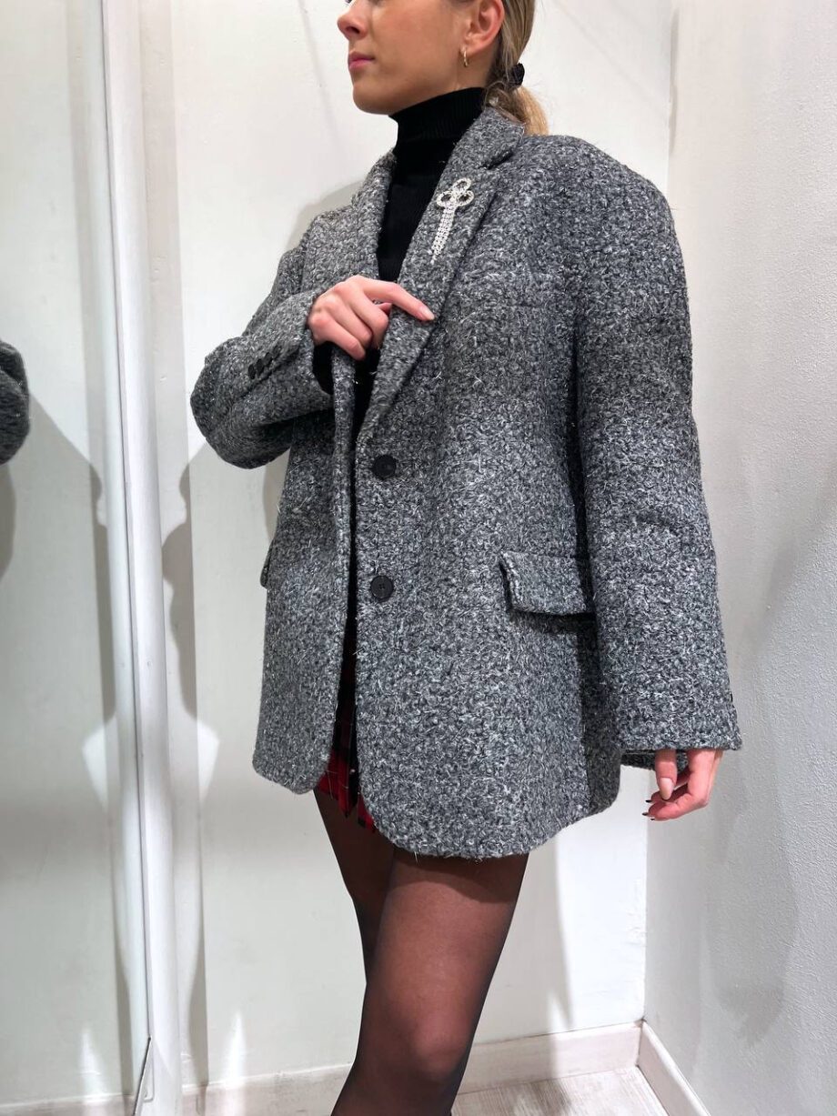 Shop Online Giaccone blazer oversize grigio bouclé Vicolo