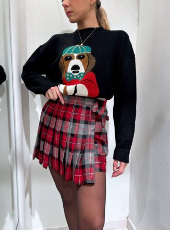 Shop Online Maglione girocollo nero con stampa cagnolino Vicolo