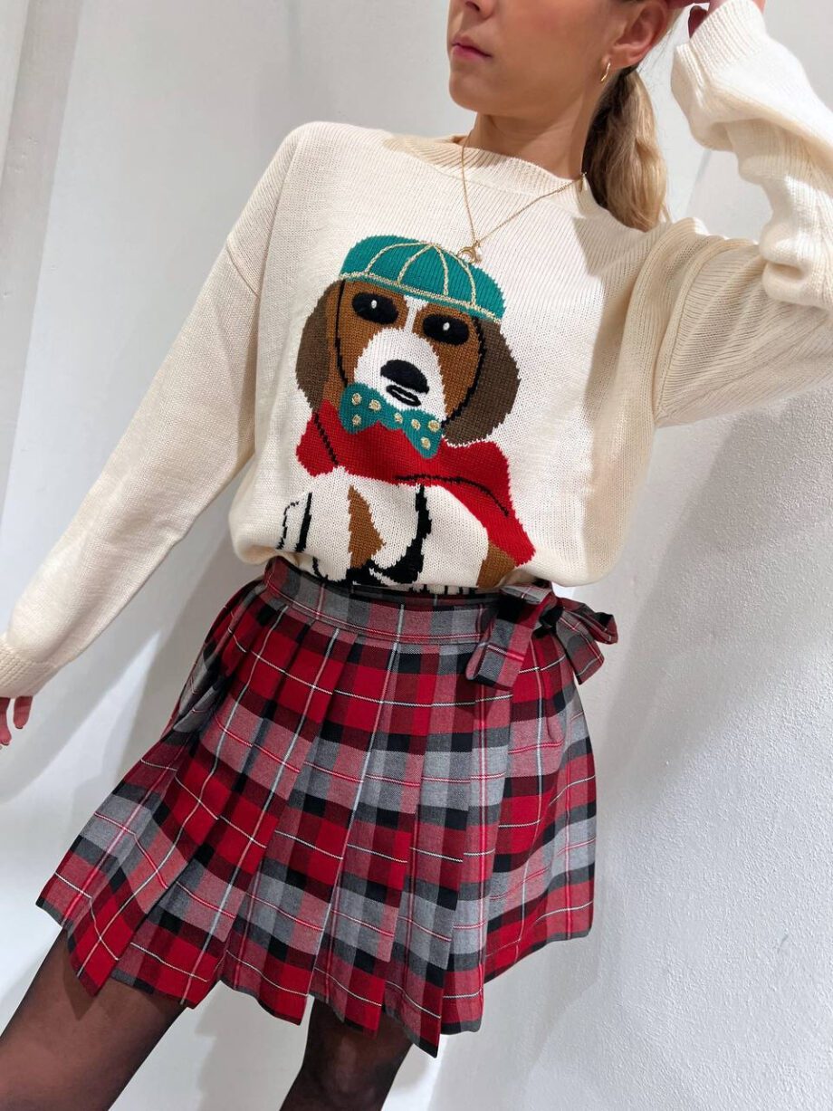 Shop Online Maglione girocollo panna con stampa cagnolino Vicolo