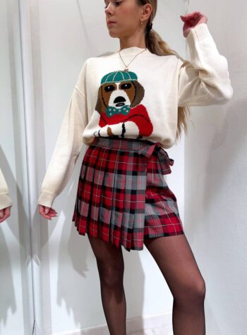 Shop Online Maglione girocollo panna con stampa cagnolino Vicolo