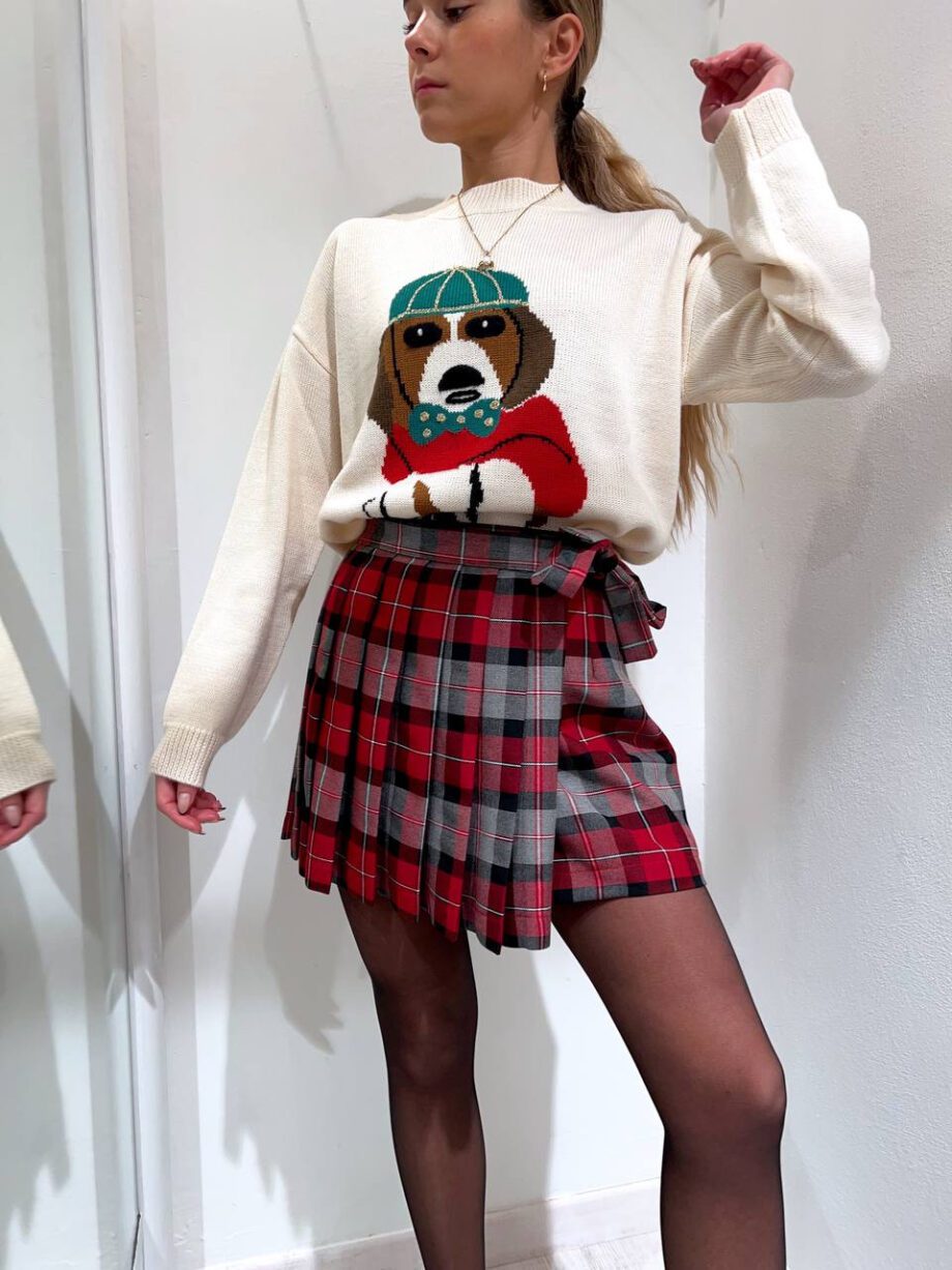 Shop Online Maglione girocollo panna con stampa cagnolino Vicolo
