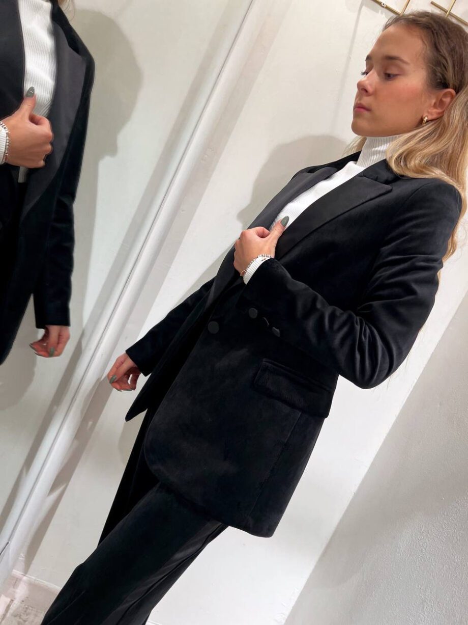 Shop Online Blazer nero in velluto dettaglio raso Vicolo