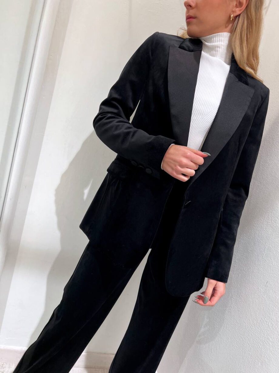 Shop Online Blazer nero in velluto dettaglio raso Vicolo