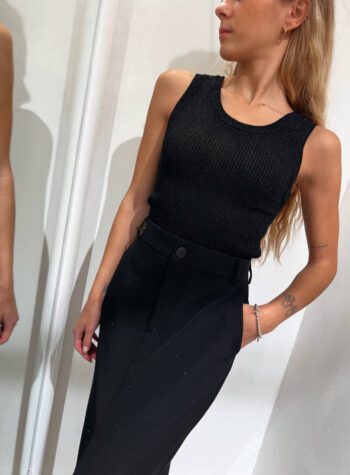 Shop Online Top crop in maglia a coste nero con lurex Vicolo