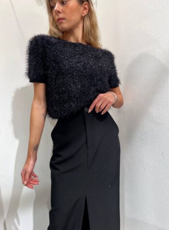 Shop Online Maglioncino crop nero con peloncino lurex Vicolo