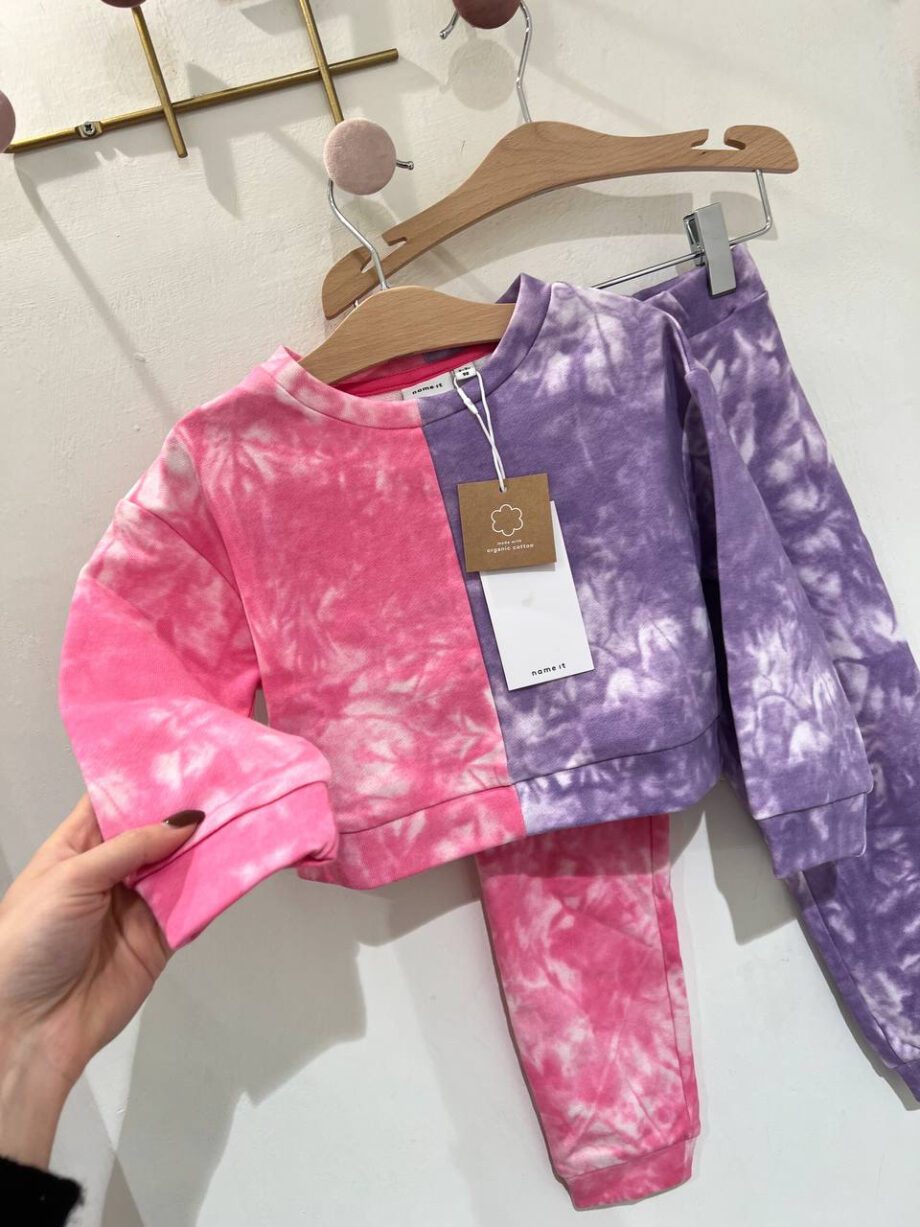 Shop Online Pantalone tuta tie dye rosa e fucsia Name It
