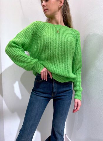 Shop Online Maglione girocollo in mohair verde Vicolo