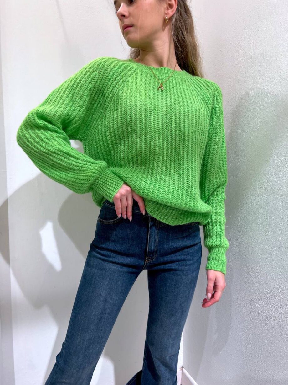 Shop Online Maglione girocollo in mohair verde Vicolo