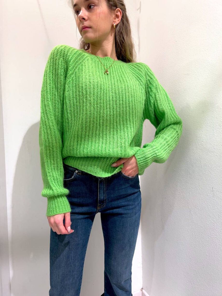 Shop Online Maglione girocollo in mohair verde Vicolo