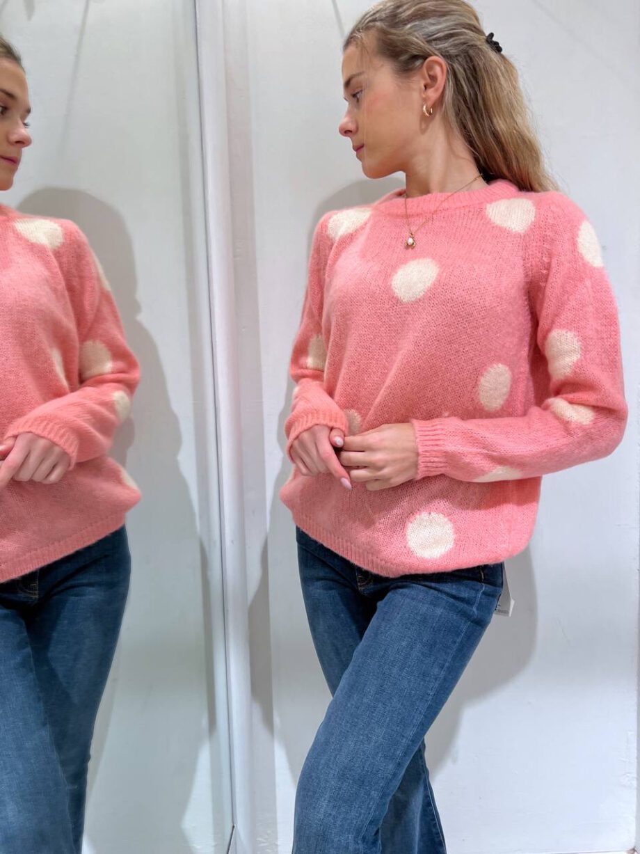 Shop Online Maglione rosa a pois bianchi in mohair Vicolo