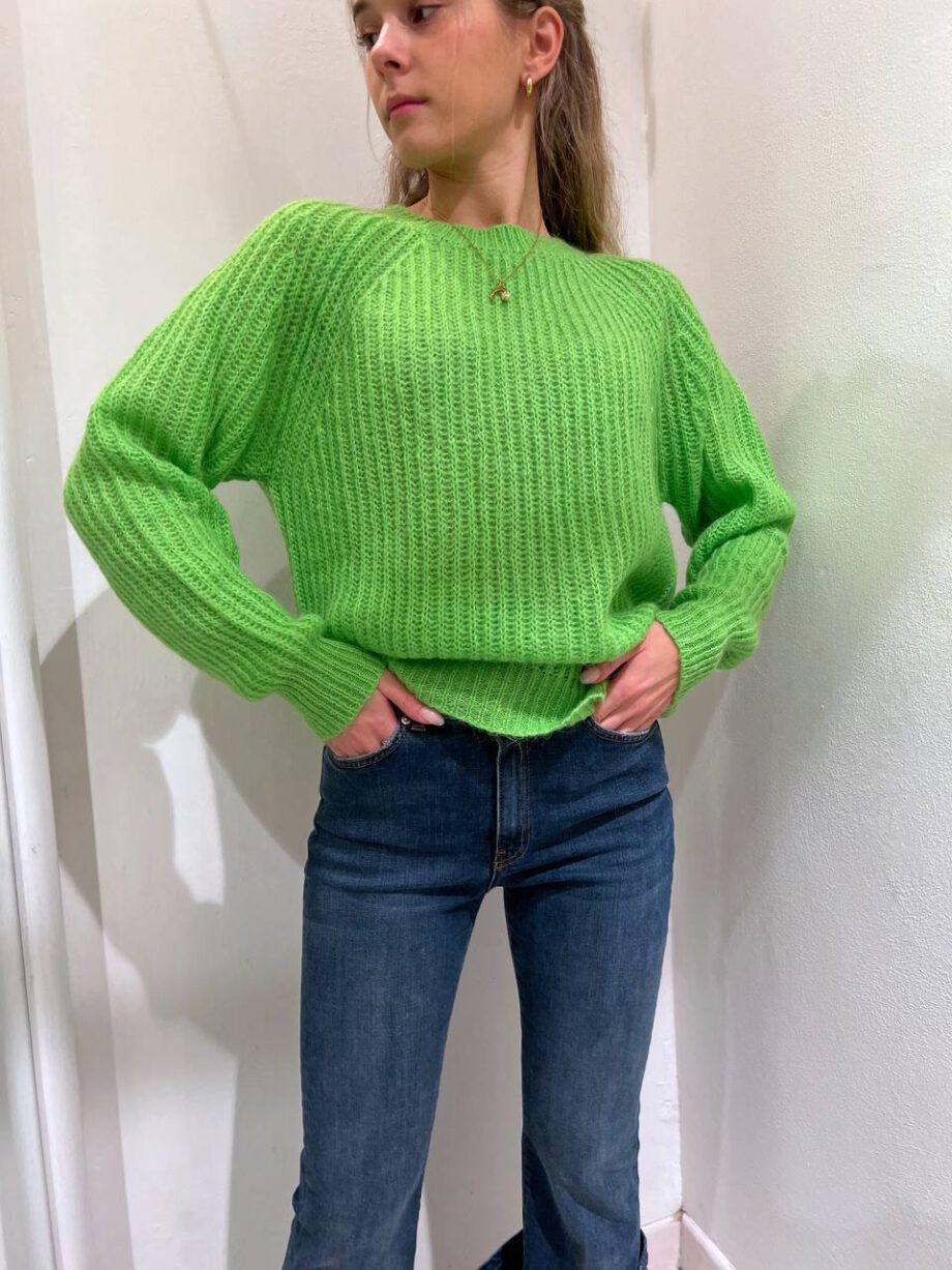 Shop Online Maglione girocollo in mohair verde Vicolo