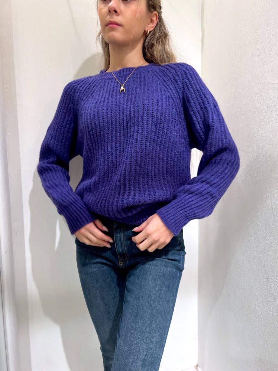 Shop Online Maglione girocollo in mohair viola Vicolo