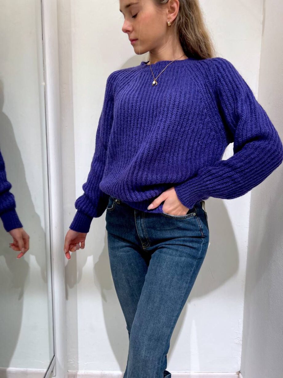 Shop Online Maglione girocollo in mohair viola Vicolo