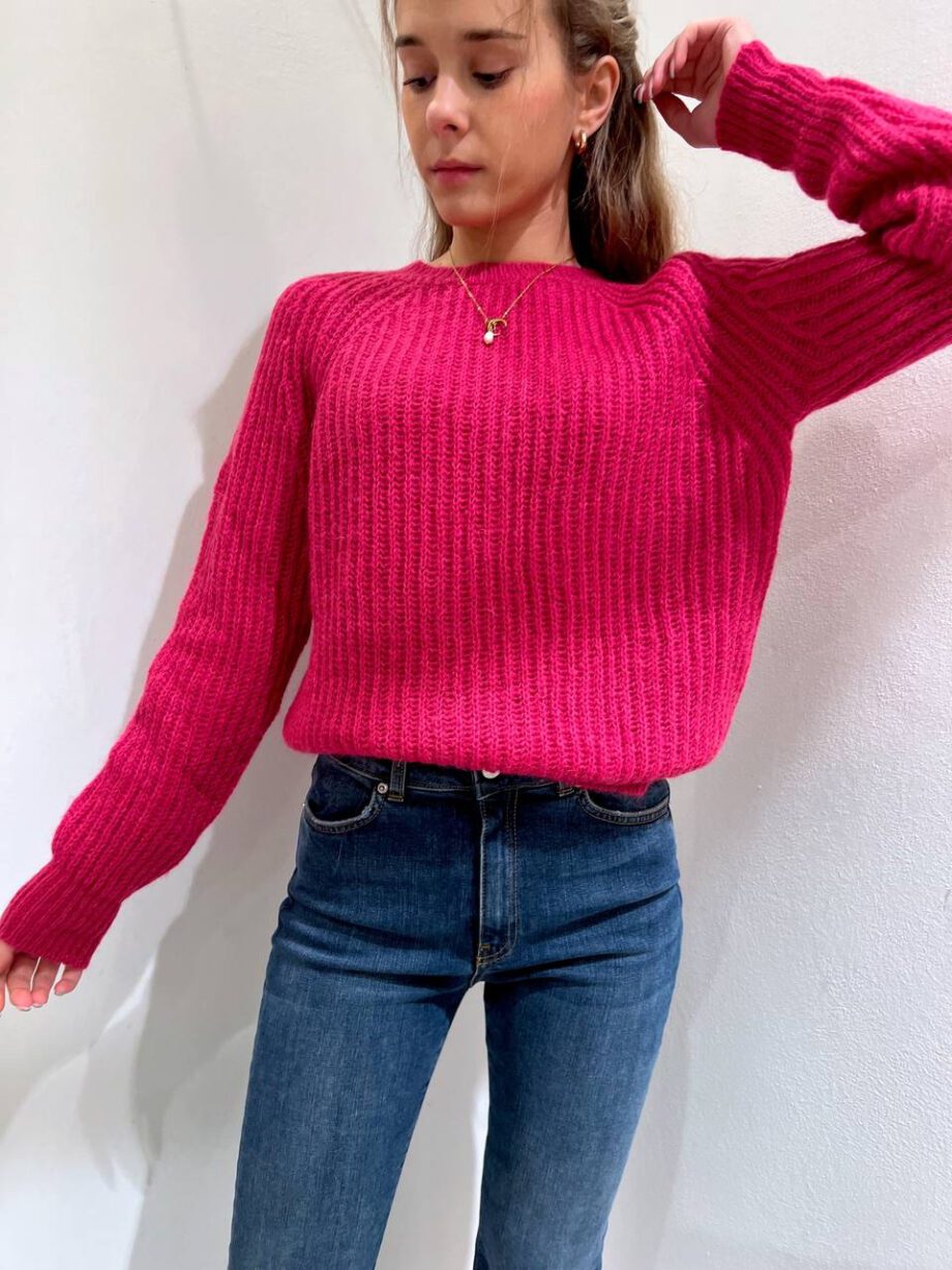 Shop Online Maglione girocollo in mohair fucsia Vicolo