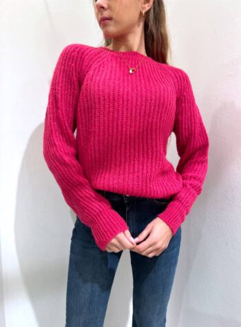 Shop Online Maglione girocollo in mohair fucsia Vicolo