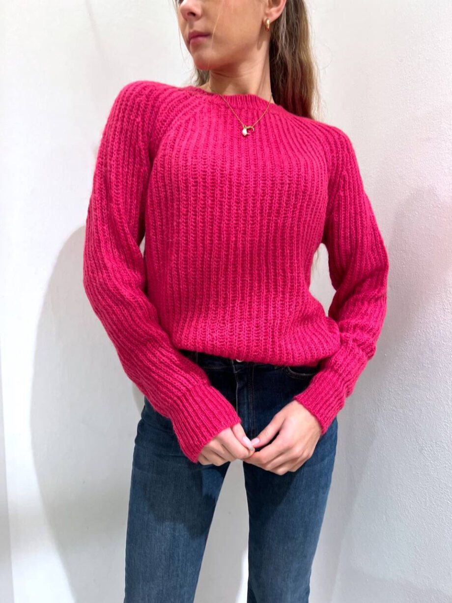 Shop Online Maglione girocollo in mohair fucsia Vicolo