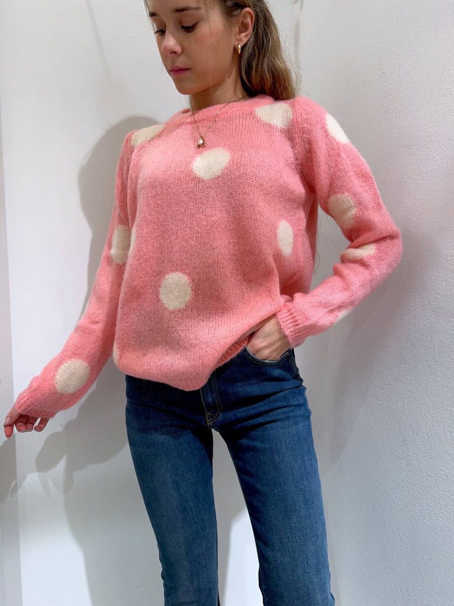 Shop Online Maglione rosa a pois bianchi in mohair Vicolo