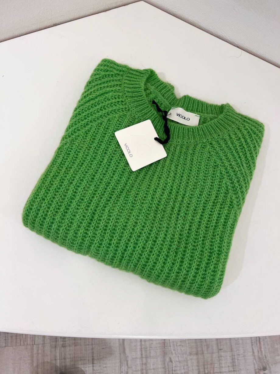 Shop Online Maglione girocollo in mohair verde Vicolo
