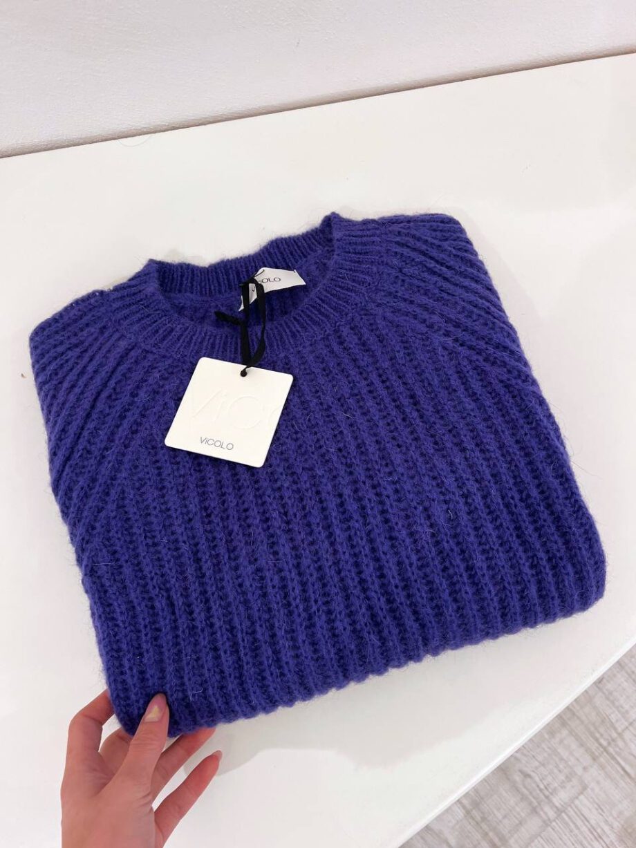 Shop Online Maglione girocollo in mohair viola Vicolo