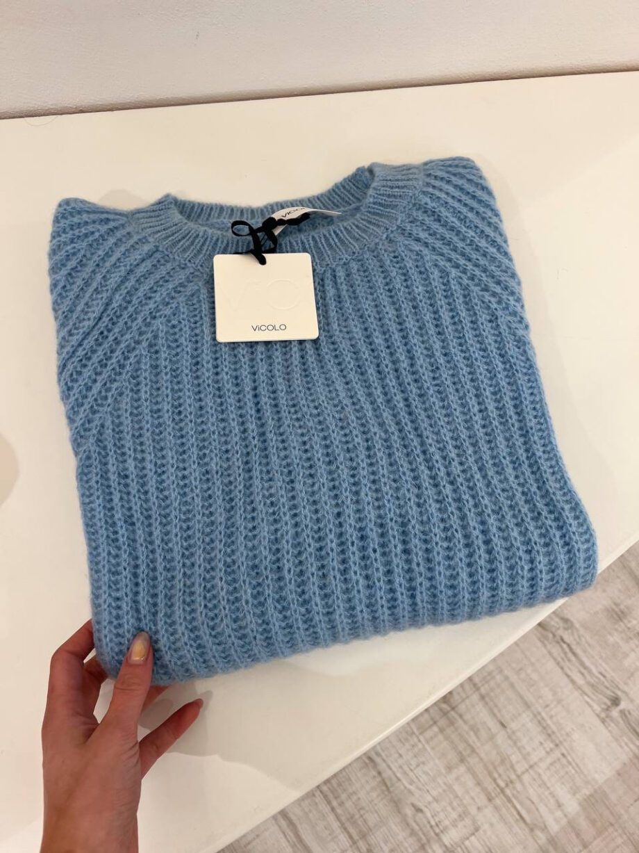 Shop Online Maglione girocollo in mohair azzurro Vicolo