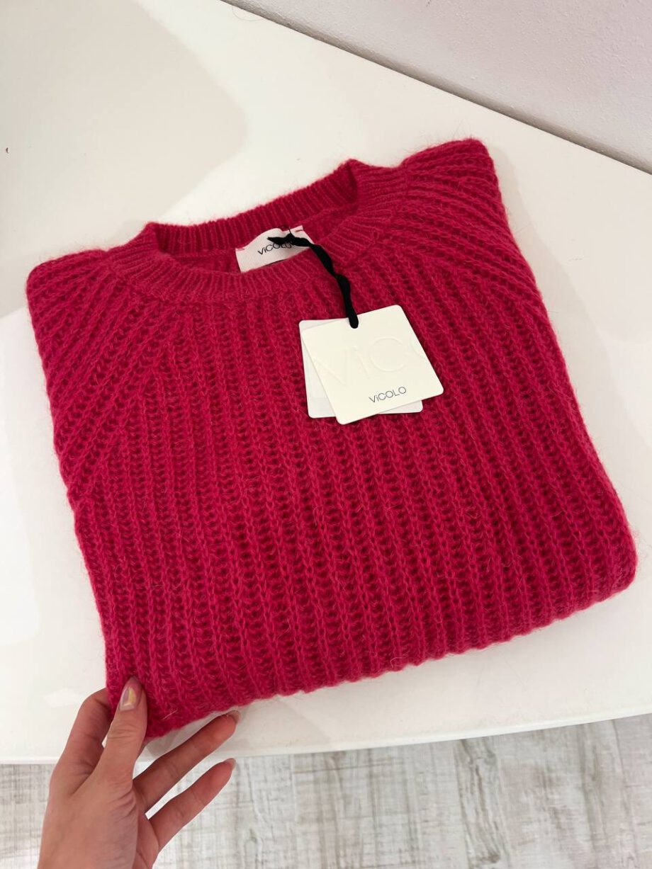 Shop Online Maglione girocollo in mohair fucsia Vicolo