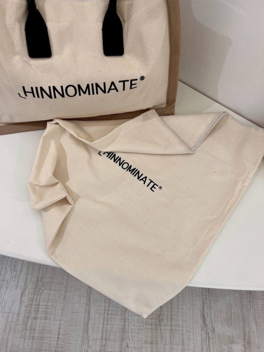 Shop Online Shopper beige in tessuto con logo Hinnominate