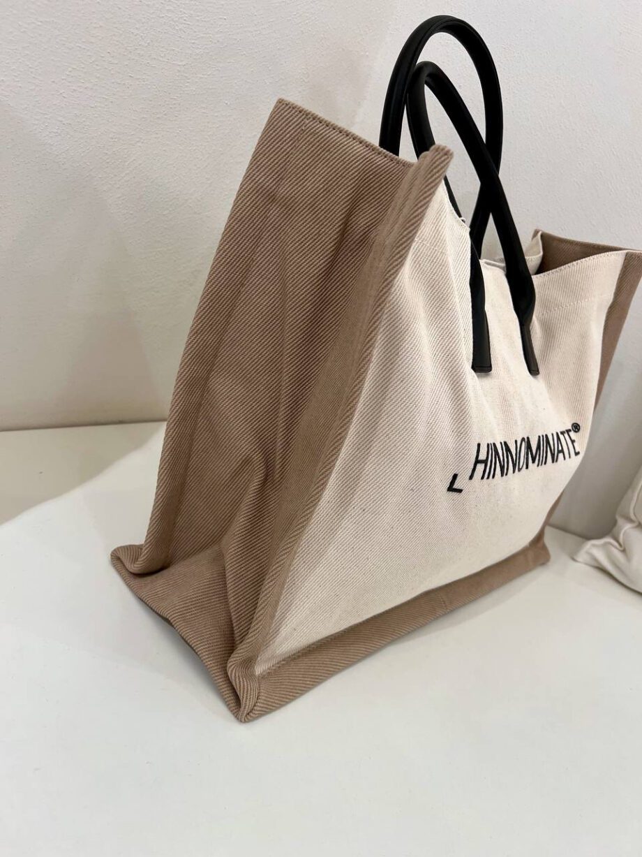 Shop Online Shopper beige in tessuto con logo Hinnominate