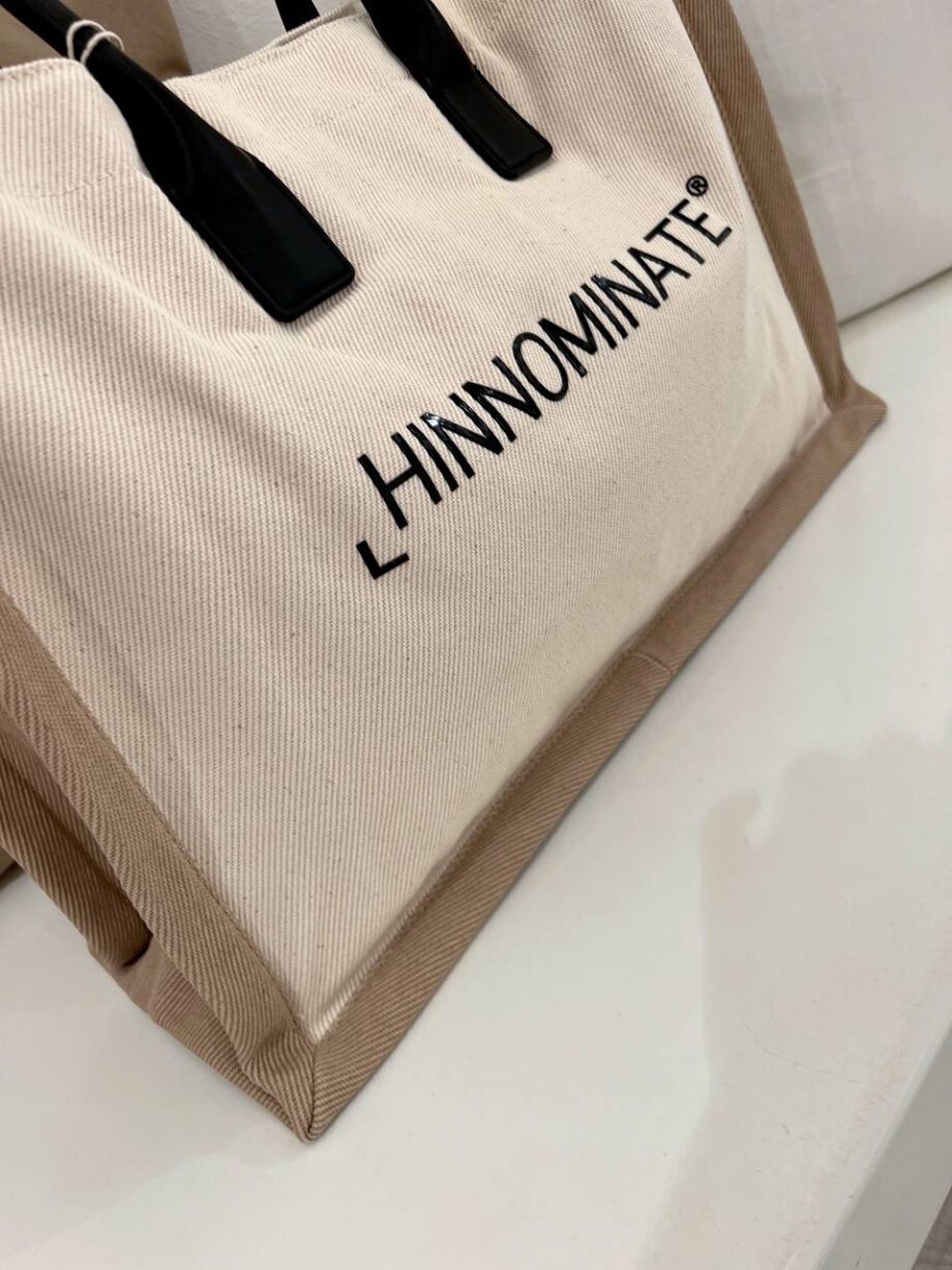 Shop Online Shopper beige in tessuto con logo Hinnominate
