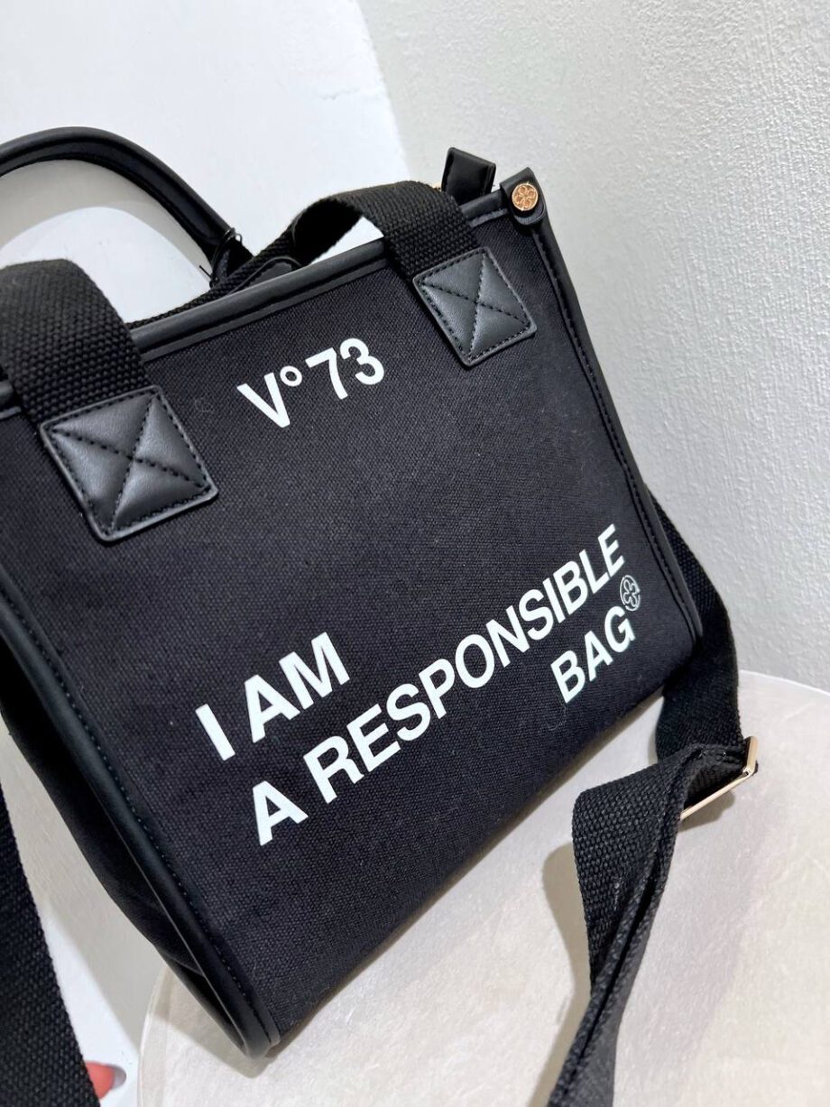 Shop Online Borsa a mano Responsability nera in canvas V73