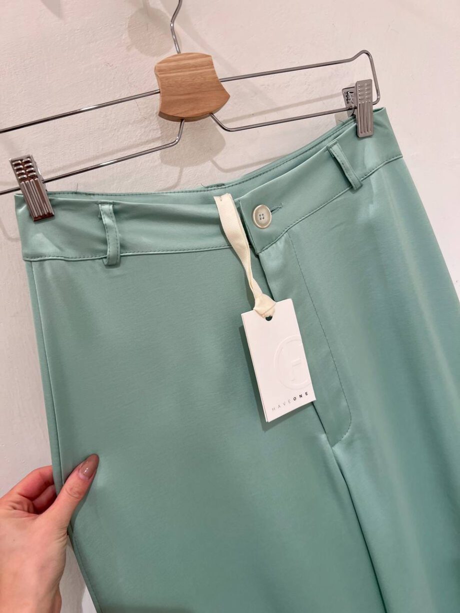 Shop Online Pantalone palazzo in raso acquamarina HaveOne