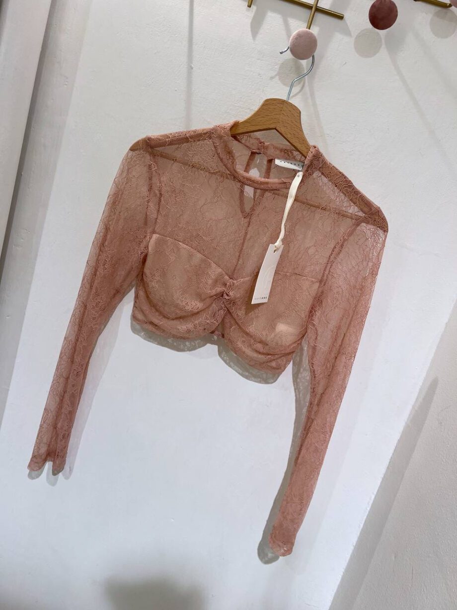 Shop Online Top crop in pizzo rosa Have One