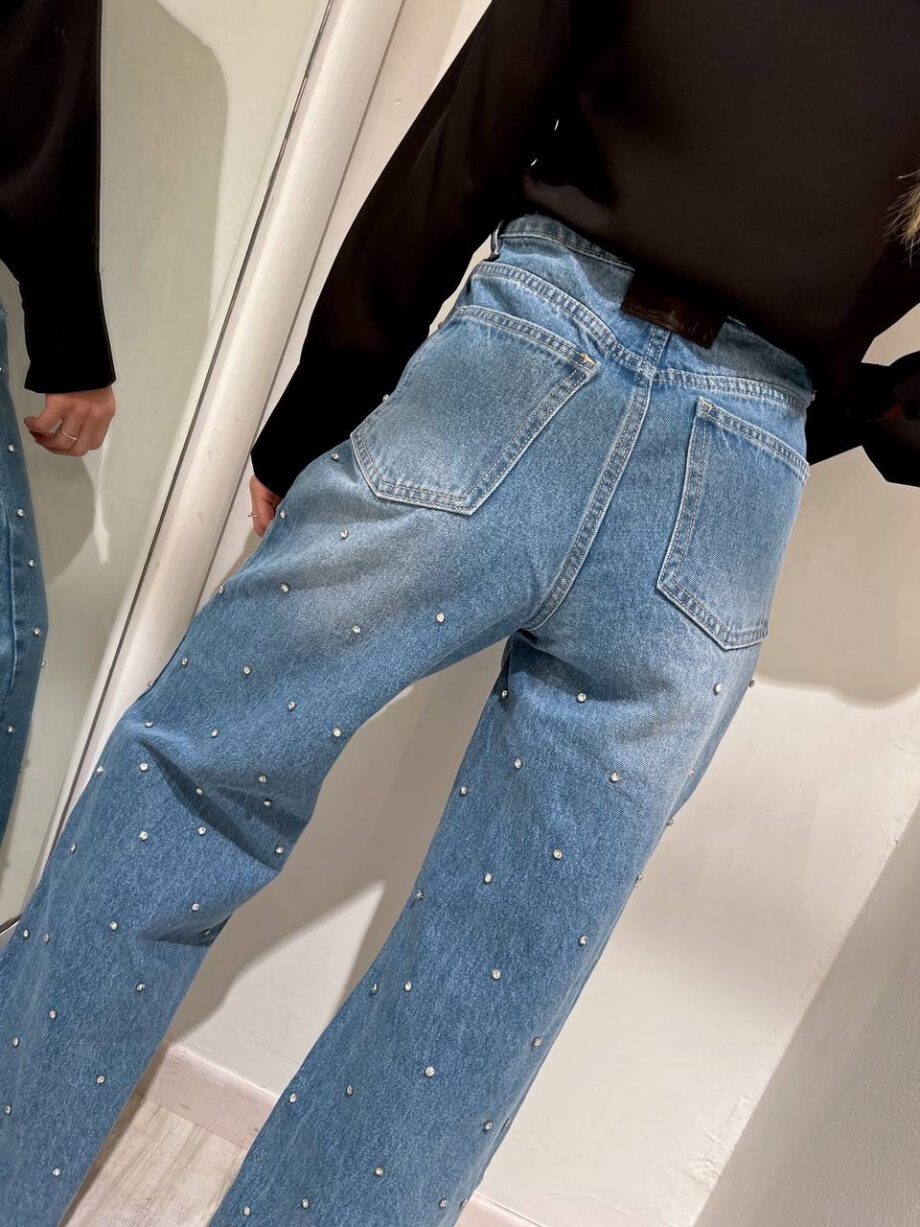 Shop Online Jeans palazzo chiaro con strass The Lulù